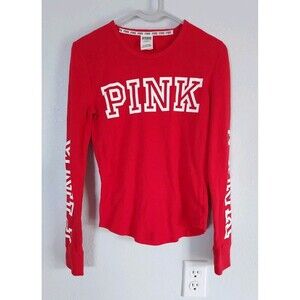 PINK Victoria's Secret Long Sleeve Thermal Top Shirt Red Women's Small